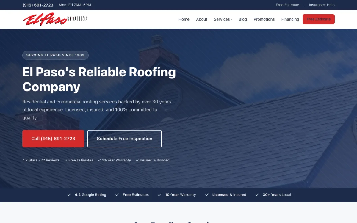 Roofing contractor build by Bishop Systems